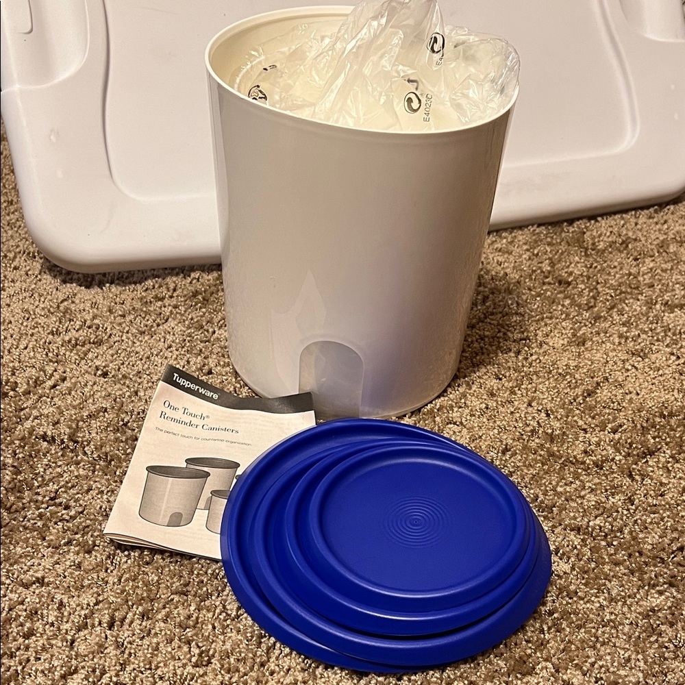 Tupperware White Container with Blue Lids. New
